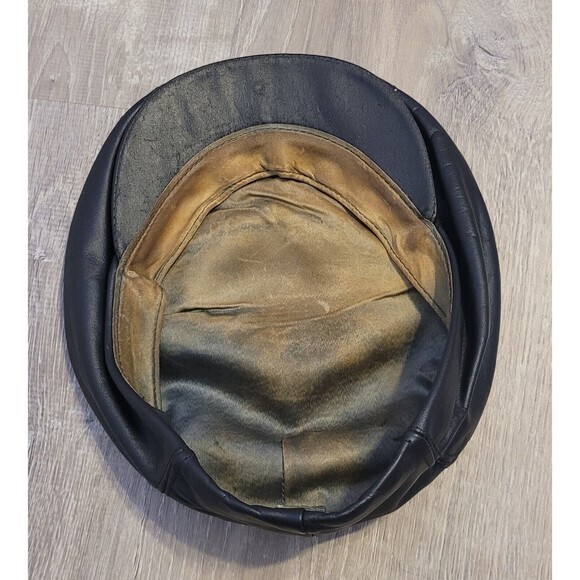 Vintage Bee Hats Genunie Leather Made In USA Flat Cap Newsboy Cap - Picture 4 of 10